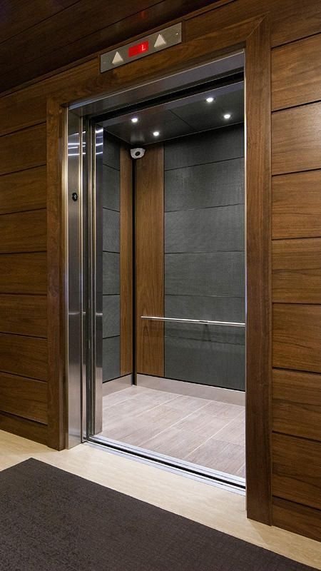 From KlickPin CF Modern Elevator Design with Wooden Walls and Glass Doors
